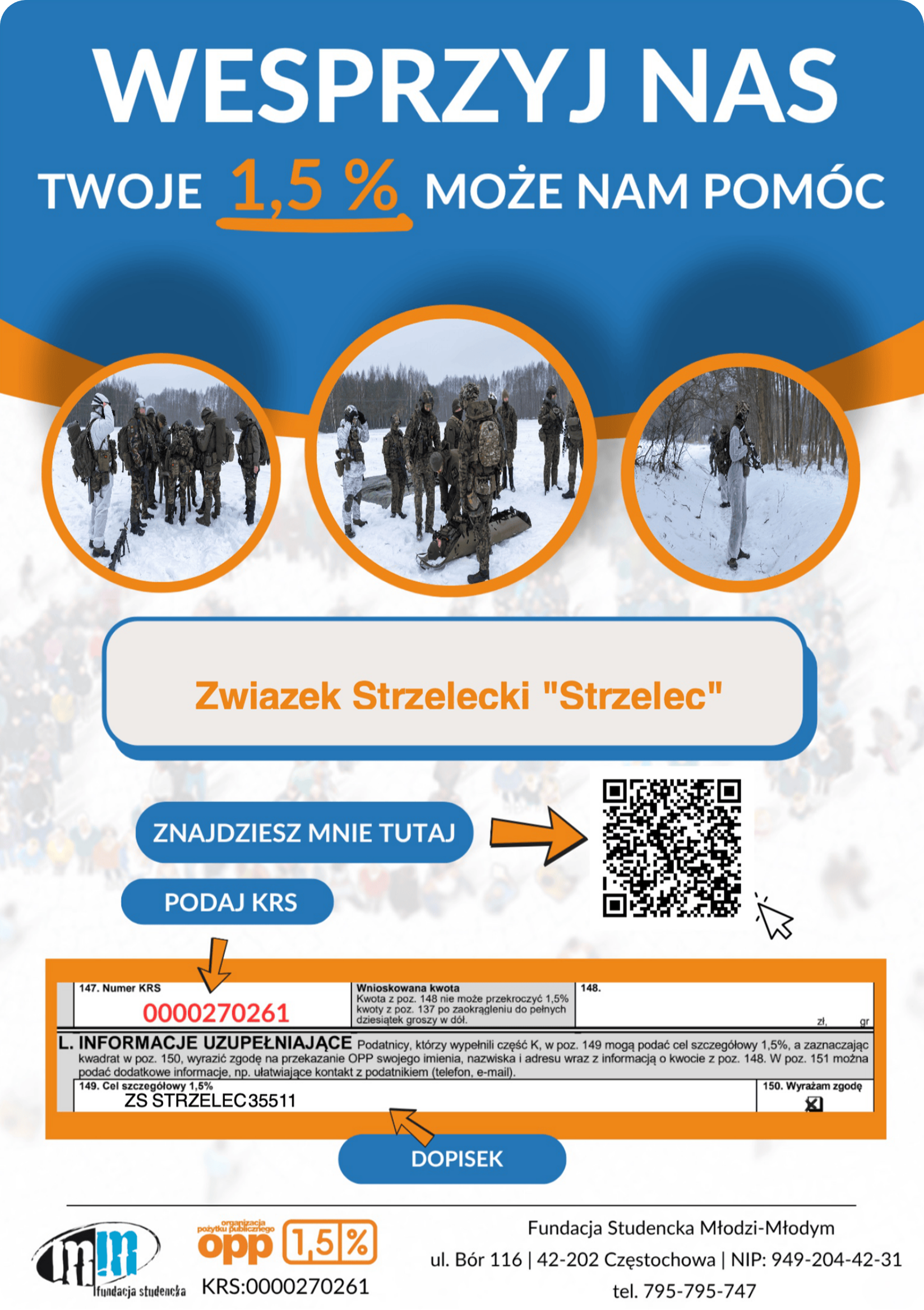 Przekaż 1,5% podatku na Związek Strzelecki Strzelec