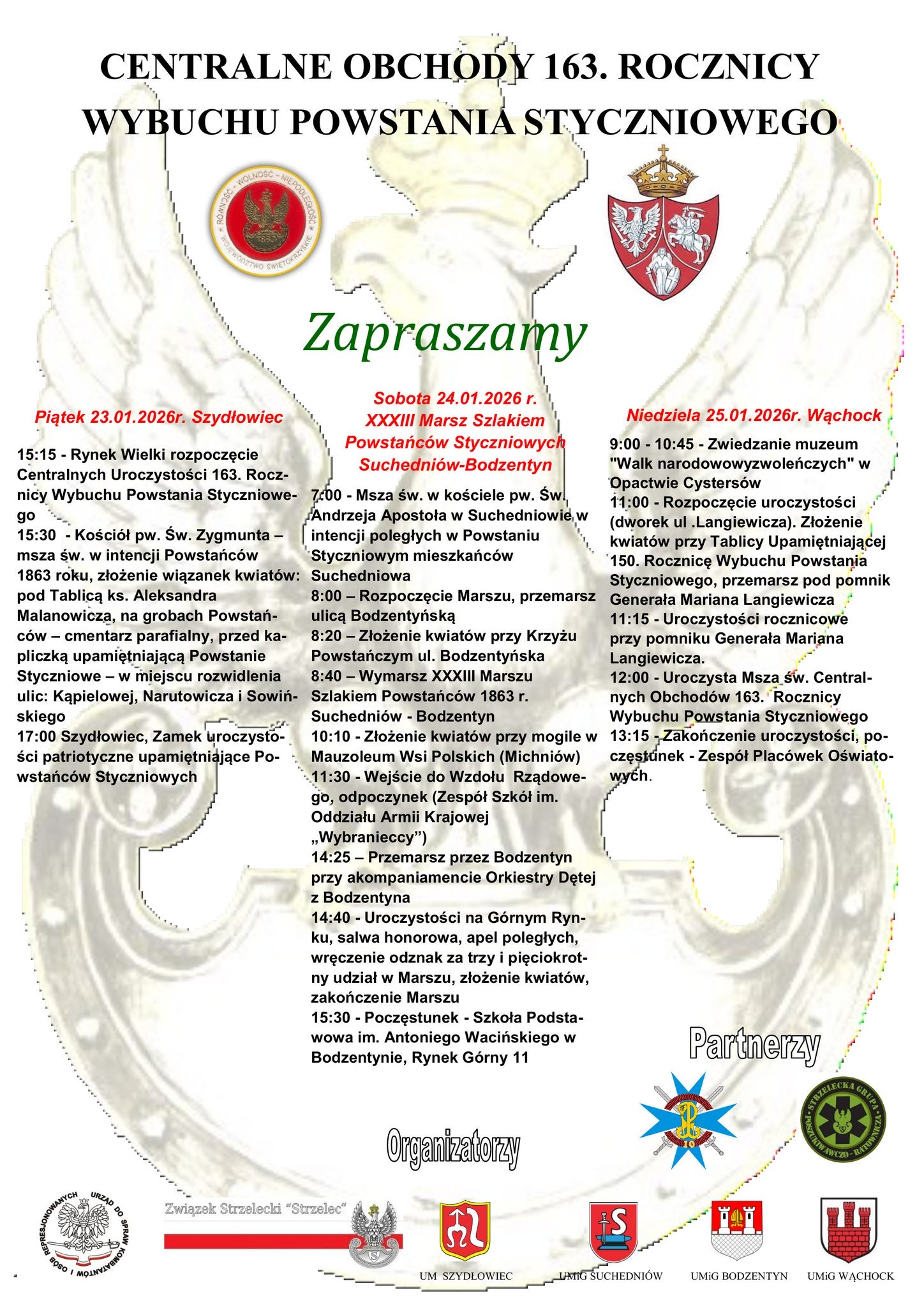 Centralne Obchody 163. Rocznicy Wybuchu Powstania Styczniowego